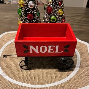 Vintage Wood & Metal NOEL Red Wagon Miniature